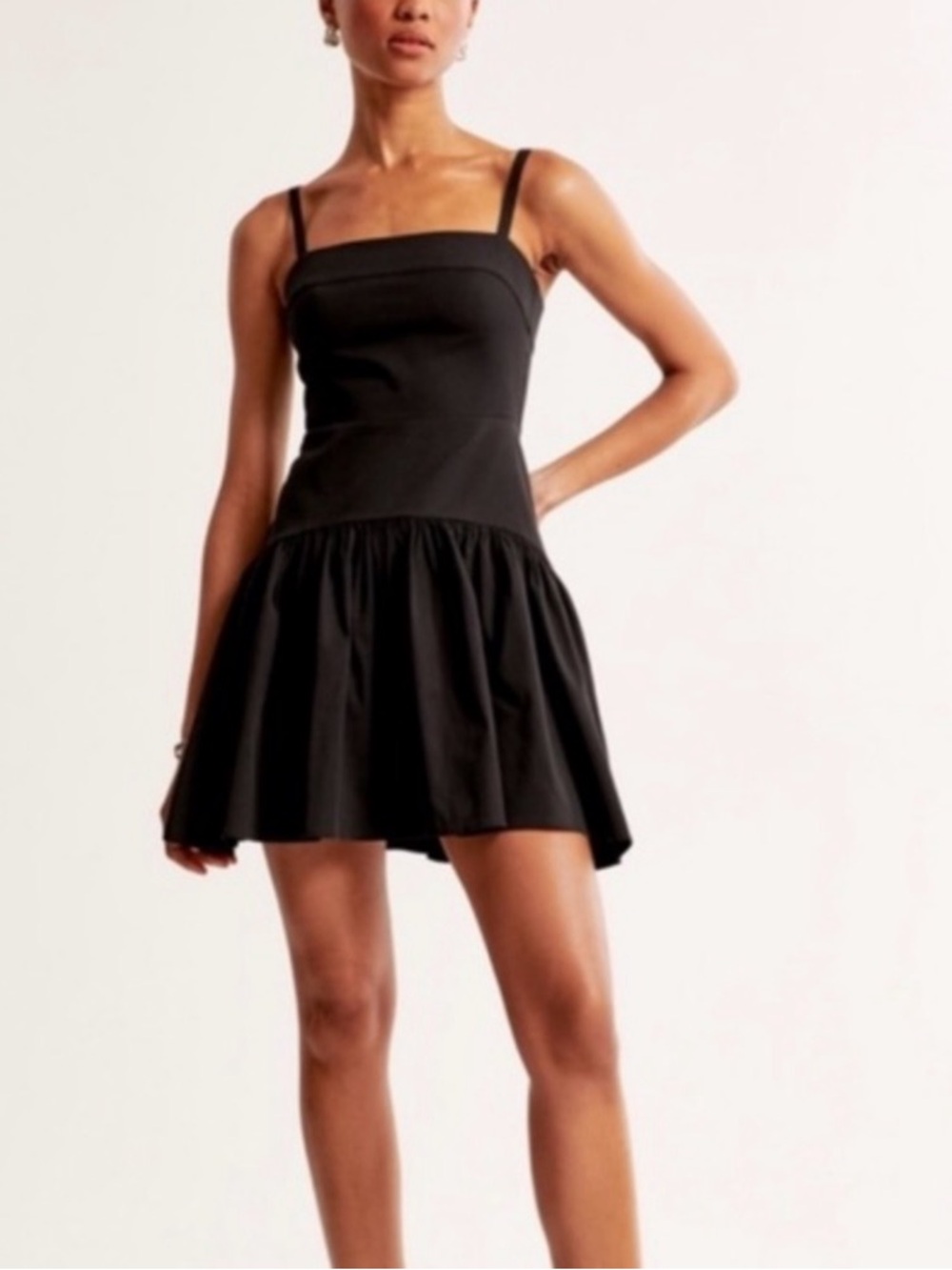 Abercrombie Black Square-Neck Drop Waist Mini Dress